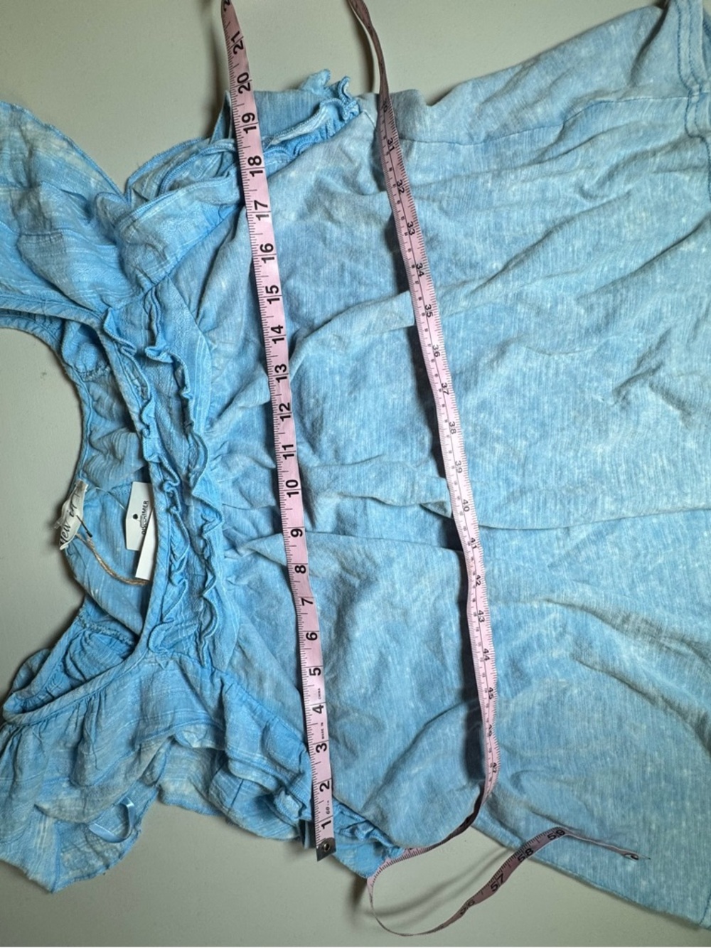 New In Light Blue Ruffle Sleeve Tank Top L - Picture 9 of 9